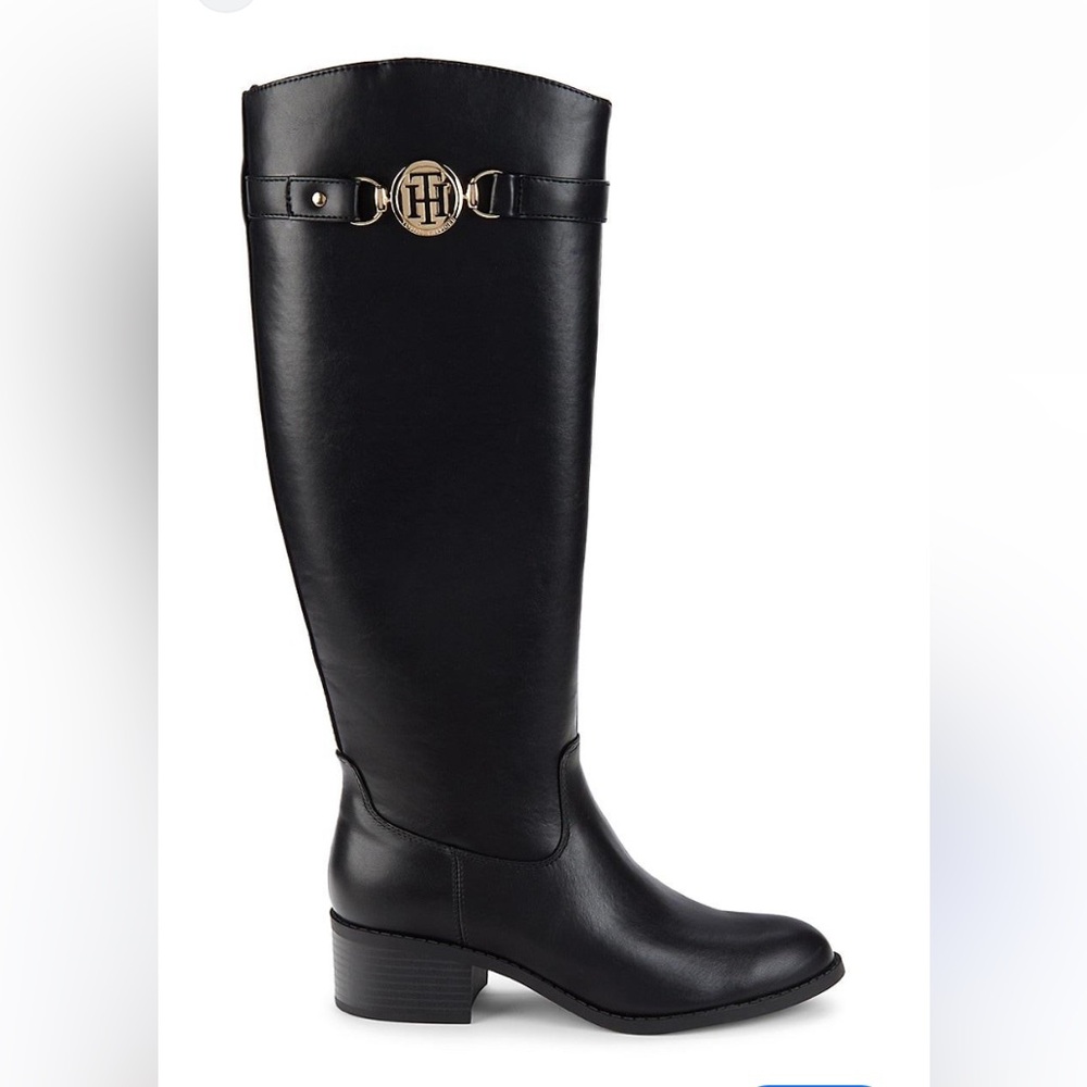 TOMMY HILFIGER Logo Belted Knee High Boots Size 6